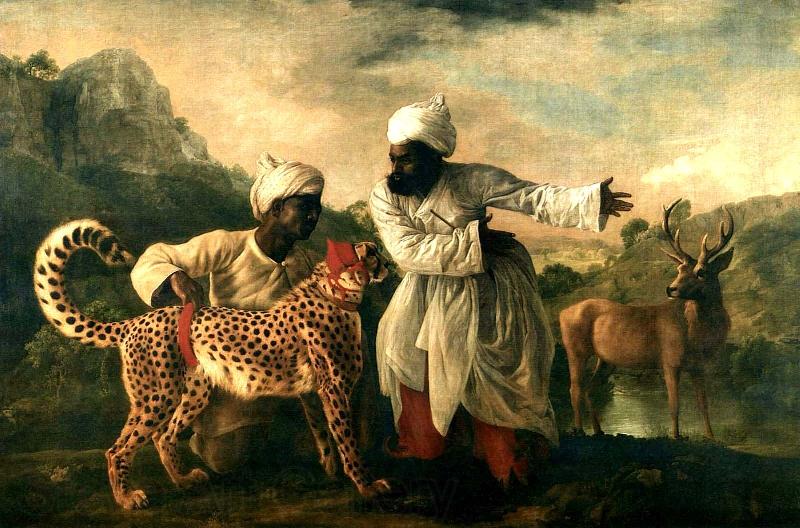 George Stubbs Gepard mit zwei indischen Dienern und einem Hirsch Norge oil painting art